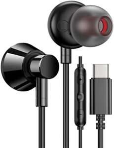 usb c headphones for google pixel 7 pro, usb type c earphone stereo in-ear earbuds digital dac bass noise cancelling headsets w/h mic for samsung galaxy s23 ultra s22 s21 fe s20+ z fold 4 ipad 10 pro