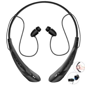 bummd bluetooth neckband headphones with magnetic earbuds, flexible wireless bluetooth headset with mic sports headphones for running hd stereo noise cancelling earphones for iphone samsung lg(black)