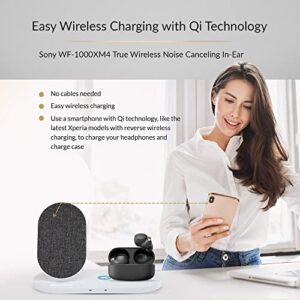 Sony WF-1000XM4 True Wireless Bluetooth Noise Cancelling in-Ear Headphones (Black) Bundle with Dual Pad Wireless Charger - Charge Your Earbuds and Charging Case Easily & Wirelessly (2 Items)