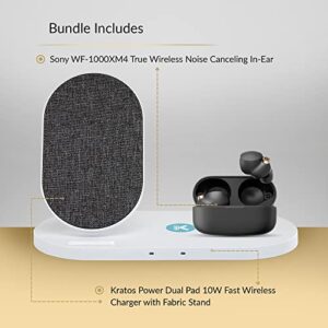 Sony WF-1000XM4 True Wireless Bluetooth Noise Cancelling in-Ear Headphones (Black) Bundle with Dual Pad Wireless Charger - Charge Your Earbuds and Charging Case Easily & Wirelessly (2 Items)