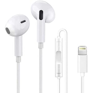 apple earbuds wired lightning headphones【apple mfi certified】 earphones with lightning connector built-in microphone and volume control perfectly compatible with iphone 14/13/12/11/se/x/xr/x/8/7 plus
