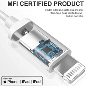 Apple Earbuds Wired Lightning Headphones【Apple MFi Certified】 Earphones with Lightning Connector Built-in Microphone and Volume Control Perfectly Compatible with iPhone 14/13/12/11/SE/X/XR/X/8/7 Plus