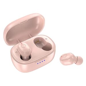 kenkuo wireless ear buds for small ears, built-in microphone, ipx5 waterproof bluetooth earbuds, immersive premium sound, long distance connection, wireless earphones for sport/work/travel, pink