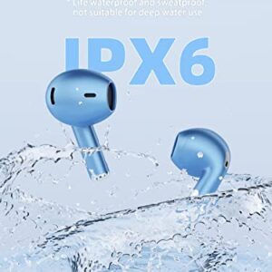 Wireless Earbuds Bluetooth 5.3 Earphones IPX6 Waterproof Headphones 2022 New Stereo Headsets with 4 Mics USB-C Charging Case in Ear 30H Deep Bass Noise Cancelling Ear Buds for iPhone Android iOS Blue