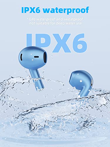 Wireless Earbuds Bluetooth 5.3 Earphones IPX6 Waterproof Headphones 2022 New Stereo Headsets with 4 Mics USB-C Charging Case in Ear 30H Deep Bass Noise Cancelling Ear Buds for iPhone Android iOS Blue