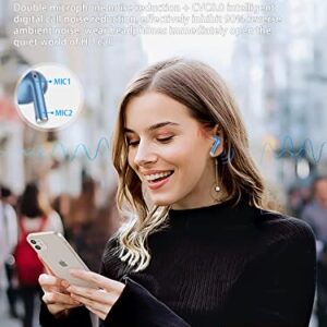 Wireless Earbuds Bluetooth 5.3 Earphones IPX6 Waterproof Headphones 2022 New Stereo Headsets with 4 Mics USB-C Charging Case in Ear 30H Deep Bass Noise Cancelling Ear Buds for iPhone Android iOS Blue