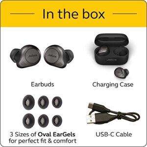 Jabra Elite 85t True Wireless Bluetooth Earbuds, Titanium Black – Advanced Noise-Cancelling Earbuds with Charging Case (Renewed)