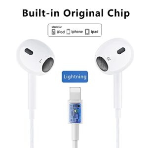 2 Pack - Apple Earbuds for iPhone Headphones [Apple MFi Certified] Wired Lightning Earphones with Built-in Mic & Volume Control Compatible with iPhone 14 Pro/14/13/12/11/XR/XS/X/8/7/SE-All iOS