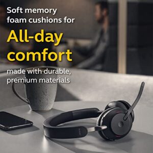 Jabra Evolve2 65 UC Wireless Headphones with Link380c, Stereo, Black – Wireless Bluetooth Headset for Calls and Music, 37 Hours of Battery Life, Passive Noise Cancelling Headphones