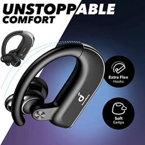 Anker Soundcore Spirit X2, True Wireless Earbuds, Body-Moving Bass, IP68 Sweatproof, 36H Playtime, Fast Charge, Secure Earhooks, Bluetooth 5, CVC 8.0 Clear Calls, Sports Earphones for Gym (Renewed)