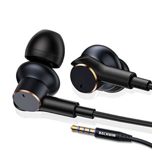 wired headphones with [four speakers], high-fidelity noise-cancelling stereo subwoofer earbuds with microphone,universal 3.5mm plug earphones with volume adjustment,cnc processing metal back shell