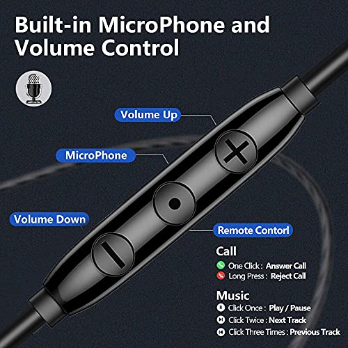 Wired headphones with [four speakers], high-fidelity noise-cancelling stereo subwoofer earbuds with microphone,universal 3.5mm plug earphones with volume adjustment,cnc processing metal back shell