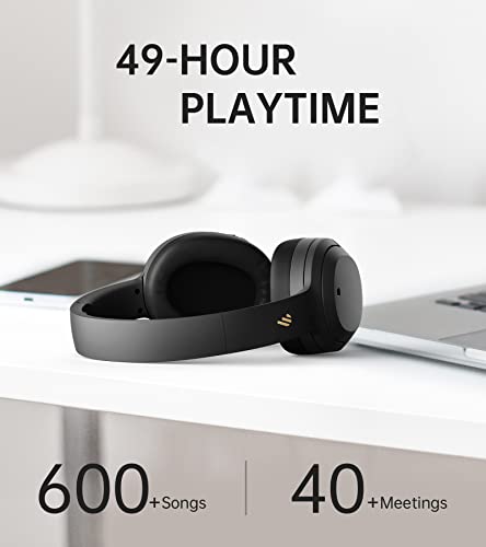 Edifier W820NB Hybrid Active Noise Cancelling Headphones - Hi-Res Audio - 49H Playtime - Wireless Over Ear Bluetooth Headphones for Phone-Call - Black