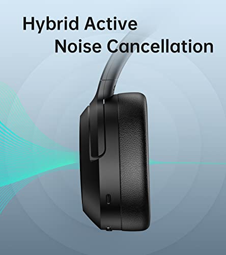 Edifier W820NB Hybrid Active Noise Cancelling Headphones - Hi-Res Audio - 49H Playtime - Wireless Over Ear Bluetooth Headphones for Phone-Call - Black