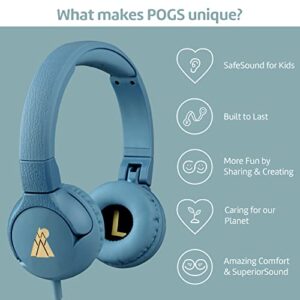 POGS Kids Wired Headphones | The Elephant | Foldable and Durable Headphones for Kids 3+ with Volume Control, Microphone, Volume Limiter 85 dB | Music-Sharing Function | (3.2ft, 3.5mm)