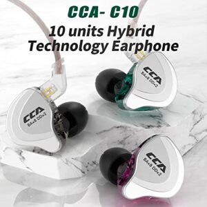 CCA C10 Five Drivers Hybrid in Ear Monitors in Each Side，HiFi 4BA 1DD High Resolution Earphones/Earbuds with 3.5mm Gold Plated Plug Detachable Cable 2pin 0.75mm Wired Earbuds(Black Without mic)