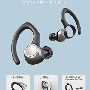 Coucur Wireless Earbuds, Bluetooth 5.1 Sport Headphones in Ear with Detachable Earhooks, Bluetooth Earbuds with Immersive Sound, Wireless Earphones with Noise Cancelling Mic, IP7 Waterproof Headset