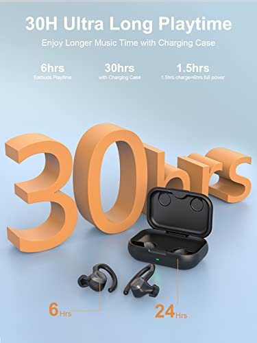 Coucur Wireless Earbuds, Bluetooth 5.1 Sport Headphones in Ear with Detachable Earhooks, Bluetooth Earbuds with Immersive Sound, Wireless Earphones with Noise Cancelling Mic, IP7 Waterproof Headset