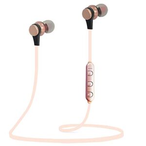 woostar bluetooth headphones, bluetooth 5.0 wireless magnetic earbuds sweatproof earphones stereo headphones for running workout gym noise cancelling (rose gold)