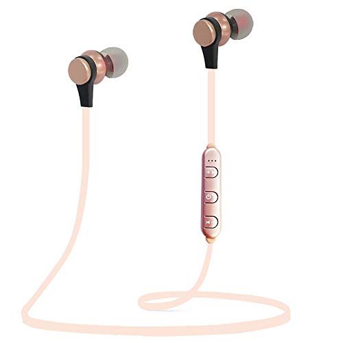 Woostar Bluetooth Headphones, Bluetooth 5.0 Wireless Magnetic Earbuds Sweatproof Earphones Stereo Headphones for Running Workout Gym Noise Cancelling (Rose Gold)