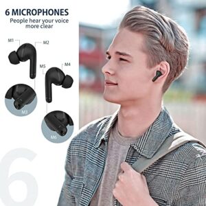 INSMY Wireless Earbuds Hybrid Active Noise Cancelling Waterproof Earphones with 6 Mics for Clear Calls Authentic Audio Big Bass, 36 Hours Playtime Bluetooth in-Ear Headphones ANC/Ambient Mode (Black)