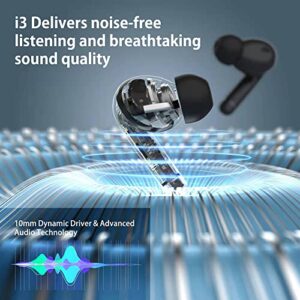 INSMY Wireless Earbuds Hybrid Active Noise Cancelling Waterproof Earphones with 6 Mics for Clear Calls Authentic Audio Big Bass, 36 Hours Playtime Bluetooth in-Ear Headphones ANC/Ambient Mode (Black)