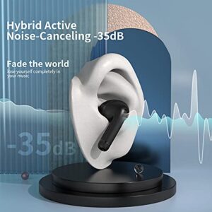 INSMY Wireless Earbuds Hybrid Active Noise Cancelling Waterproof Earphones with 6 Mics for Clear Calls Authentic Audio Big Bass, 36 Hours Playtime Bluetooth in-Ear Headphones ANC/Ambient Mode (Black)