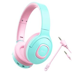 picun e5 kids wireless headphones with microphone, bluetooth 5.0 over ear wireless kids headphones with volume control 85db/93db, 40h playtime, sharing function, for school/ipad/tablet/boys/girls