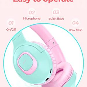 Picun E5 Kids Wireless Headphones with Microphone, Bluetooth 5.0 Over Ear Wireless Kids Headphones with Volume Control 85dB/93dB, 40H Playtime, Sharing Function, for School/iPad/Tablet/Boys/Girls