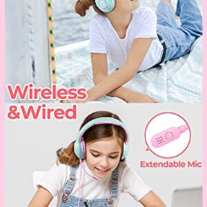 Picun E5 Kids Wireless Headphones with Microphone, Bluetooth 5.0 Over Ear Wireless Kids Headphones with Volume Control 85dB/93dB, 40H Playtime, Sharing Function, for School/iPad/Tablet/Boys/Girls