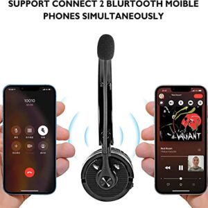 LUXMO Bluetooth Headphones with Mic Stereo Headset Wireless Headphones Great for Cell Phones Tablets, Home Office & Business, PC, Call Centers, Skype Calls, Foldable On Ear Design