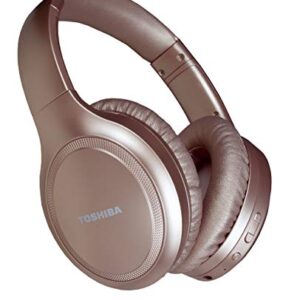 Toshiba Noise Cancelling Bluetooth Headphones | Wireless Over Ear Headphones | Bluetooth Headset with Microphone | 20 Hours of Talk & Music Time | 33 FT Operating Range | RZE-BT1200H(PN)