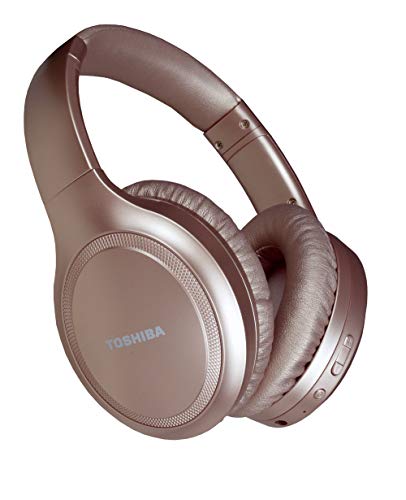 Toshiba Noise Cancelling Bluetooth Headphones | Wireless Over Ear Headphones | Bluetooth Headset with Microphone | 20 Hours of Talk & Music Time | 33 FT Operating Range | RZE-BT1200H(PN)