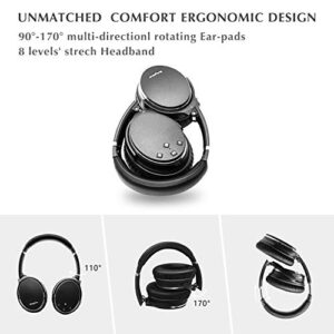 Srhythm Renewed NC35 Noise Cancelling Headphones Wireless Bluetooth 5.0, Fast Charge Over-Ear Lightweight Headset with Microphones,Mega Bass 50+ Hours’ Playtime