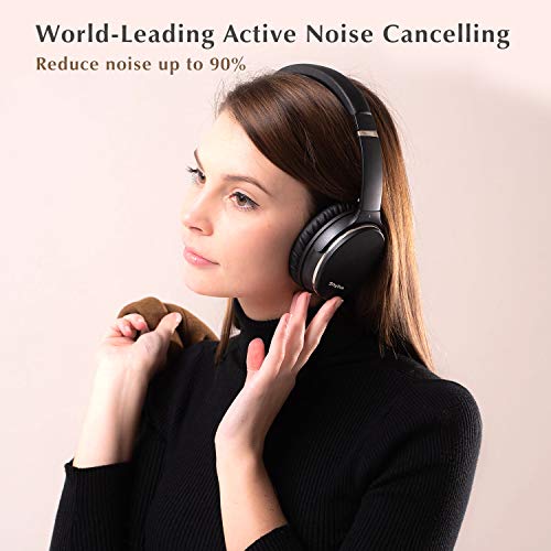 Srhythm Renewed NC35 Noise Cancelling Headphones Wireless Bluetooth 5.0, Fast Charge Over-Ear Lightweight Headset with Microphones,Mega Bass 50+ Hours’ Playtime