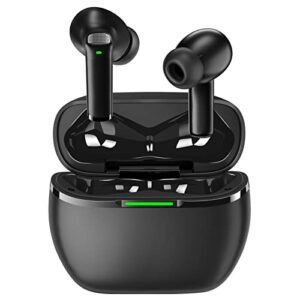 bakibo wireless earbuds, bluetooth 5.3 in-ear earphones built-in 4 mic enc waterproof headphones bass stereo ear buds touch control, 32h play time with usb c light weight charging case, black