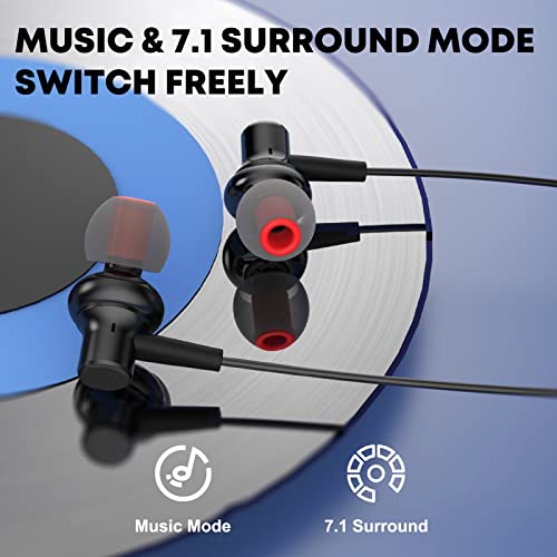 USB C Headphone, Type C Earphones with 7.1 Surround & Mute Button, HiFi Stereo Wired Earbuds with Microphone for Samsung Galaxy S22 S21 Ultra 5G S20 FE Z Flip 4 A53 Note 20, PC Computer Laptop Gaming