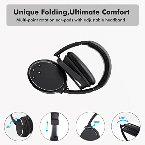 Srhythm Renewed NC25 Active Noise Cancelling Headphones Bluetooth 5.0, ANC Stereo Headset Over-Ear with Hi-Fi,Mic,50H Playtime,Voice Assistant,Low Latency Game Mode