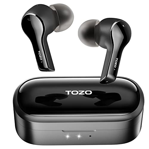 TOZO T9 True Wireless Earbuds Environmental Noise Cancellation 4 Mic Call Noise Cancelling Headphones Deep Bass Bluetooth 5.3 Light Wireless Charging Case IPX7 Waterproof Headset Black (Renewed)