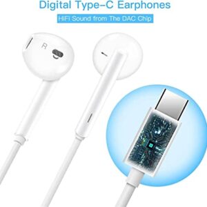 2 Pack USB C Headphones, USB C Type C Earbuds In-Ear Wired Earphones with Mic & Volume Control Noise Cancelling Bass Stereo Compatible with iPad Pro, Samsung Galaxy S22 S21 Ultra S20, Google Pixel 6 5