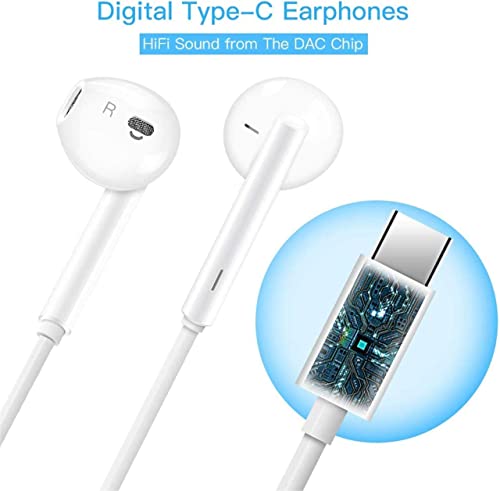 2 Pack USB C Headphones, USB C Type C Earbuds In-Ear Wired Earphones with Mic & Volume Control Noise Cancelling Bass Stereo Compatible with iPad Pro, Samsung Galaxy S22 S21 Ultra S20, Google Pixel 6 5