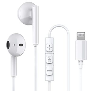 iphone headphones,wired lightning headphones for iphone 13 14 12 pro max mfi certified lightning earbuds with microphone & volume control for 11 xr se