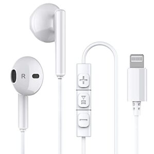 iPhone Headphones,Wired Lightning Headphones for iPhone 13 14 12 Pro Max MFi Certified Lightning Earbuds with Microphone & Volume Control for 11 XR SE