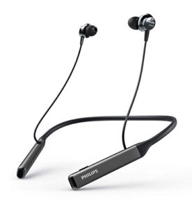 philips wireless neckband headphones pn505 with active noise canceling, voice assistance, up to 14hours play time, hi-res audio (tapn505bk), black