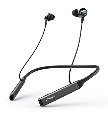 Philips Wireless Neckband Headphones PN505 with Active Noise Canceling, Voice Assistance, Up to 14hours Play time, Hi-Res Audio (TAPN505BK), Black