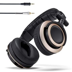 status audio cb-1 closed back studio monitor headphones with 50mm drivers – for music production, mixing, mastering and audiophile use (black & gold)