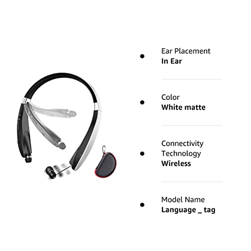 Foldable Bluetooth Headset, Beartwo Lightweight Retractable Bluetooth Headphones for Sports&Exercise, Noise Cancelling Stereo Neckband Wireless Headset (with Carry case)