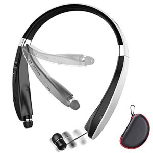 foldable bluetooth headset, beartwo lightweight retractable bluetooth headphones for sports&exercise, noise cancelling stereo neckband wireless headset (with carry case)