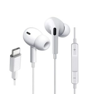 usb c headphones hifi stereo usb type c earbuds in ear earphones headset with mic and volume control compatible with samsung galaxy google pixel oneplus 6t and more type c port models