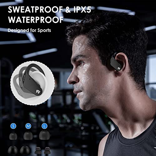 PALOVUE Wireless Earbuds Bluetooth 5.2 Headphones CVC8.0 Noise Cancelling Earbuds for Sport Sweatproof Wireless Earphones, 4 Mic for Clearer Call, Deep Bass Stereo in-Ear Headphones, Fast Pair